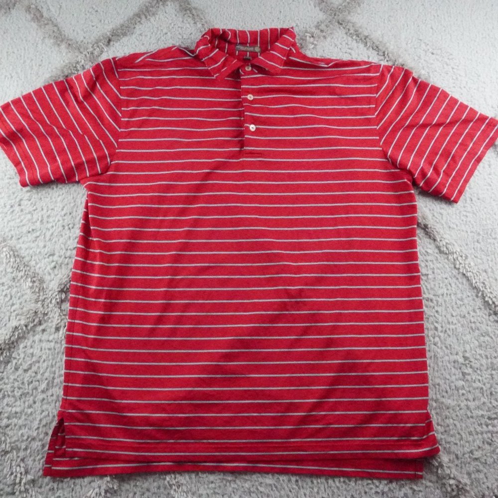 Peter Millar summer comfort striped polo shirt men's size Large